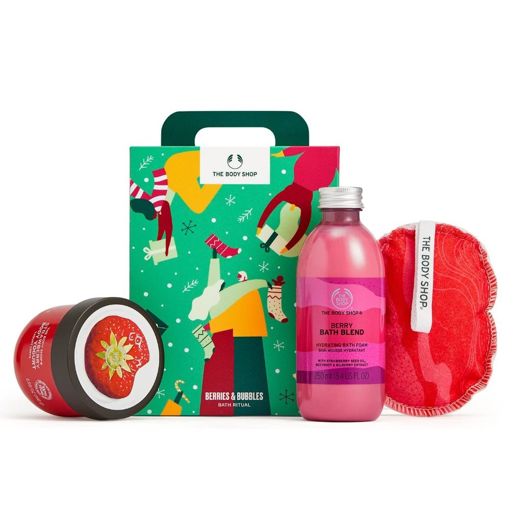 The Body Shop Berries & Bubbles Strawberry Bath Gift Set 3pc Limited Edition